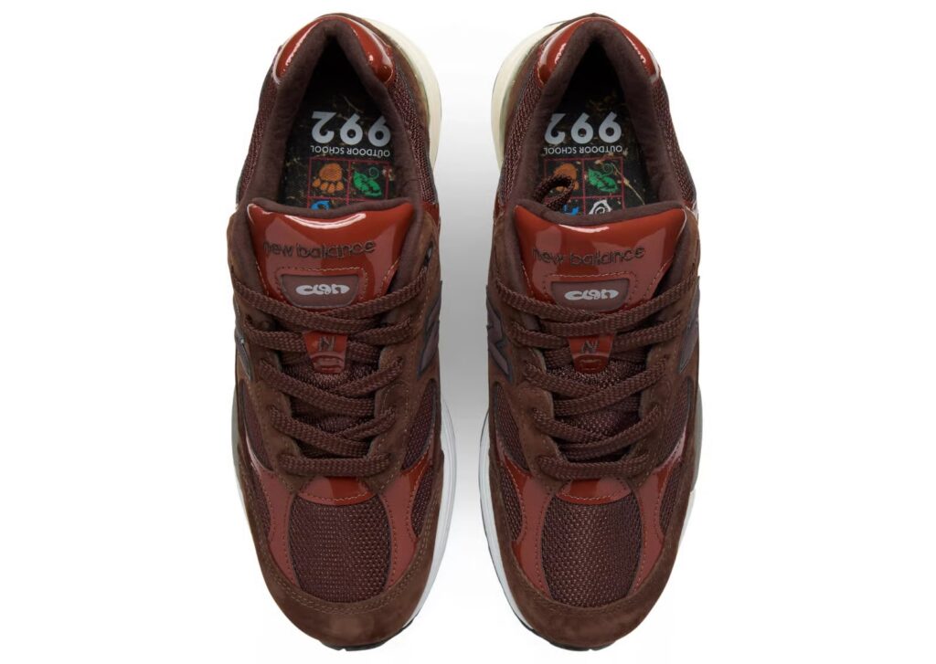 Aminé × ニューバランス 992 上から見たアッパーとOutdoor Schoolインソール