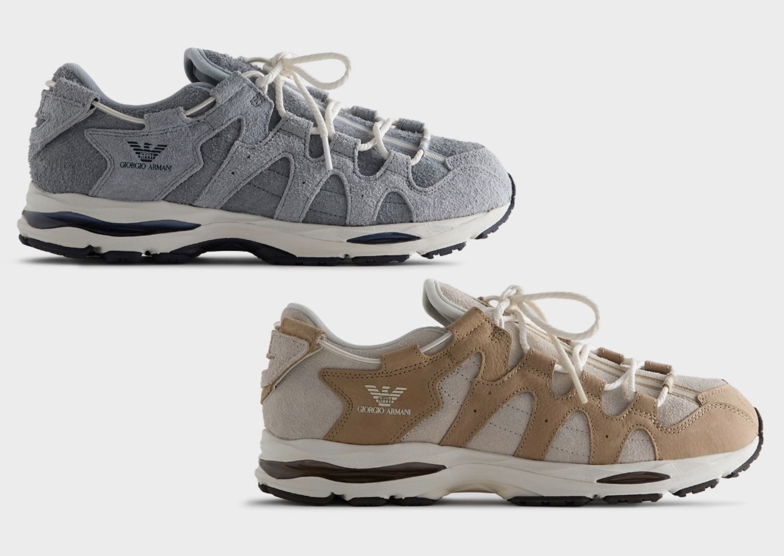 KITH × ジョルジオ アルマーニ × アシックス ゲルマイ 0.1 Monument/Quarry と White Onyx/Safari