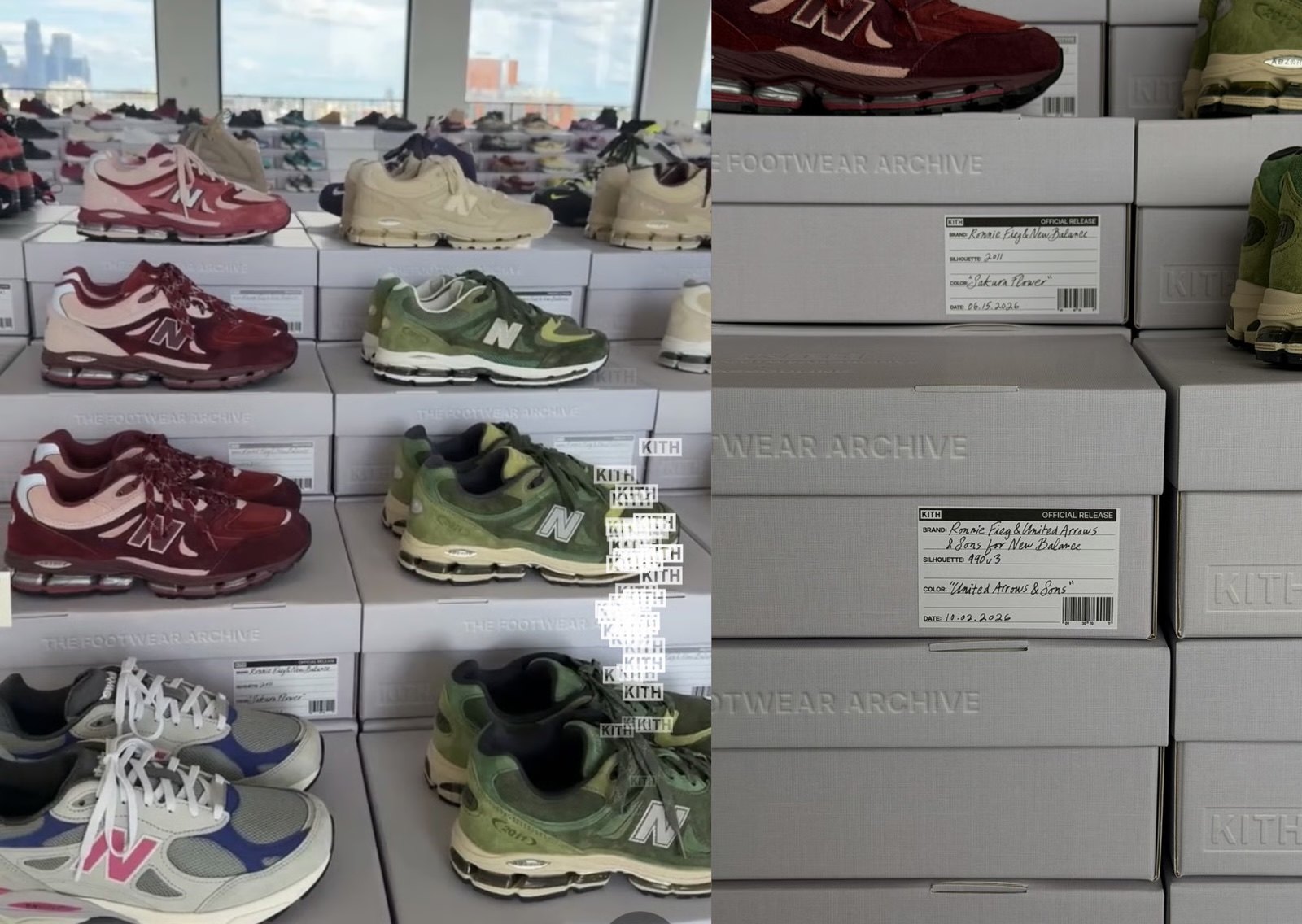 KITH アーカイブショーの 990v3 ボックスラベル