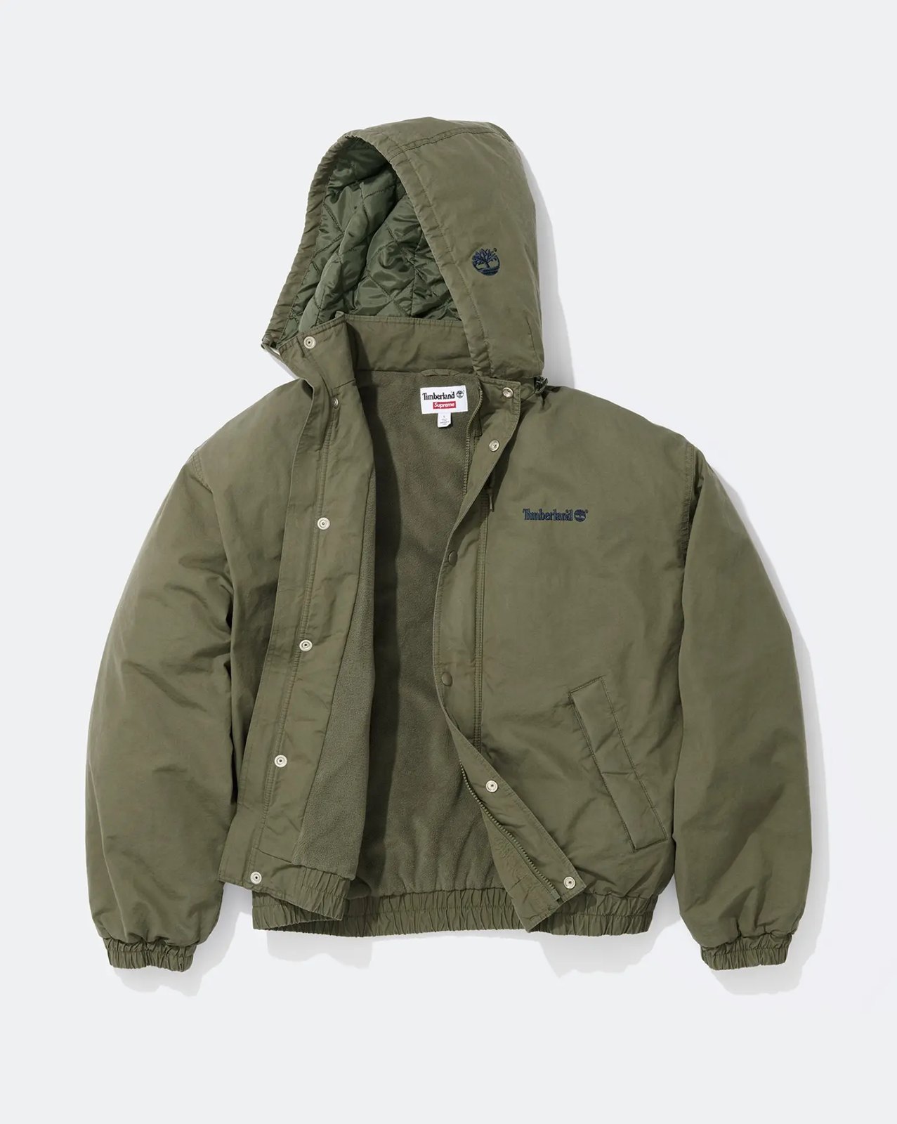 Supreme × Timberland 2026FW Ventile® Utility Jacket（オリーブ）裏地