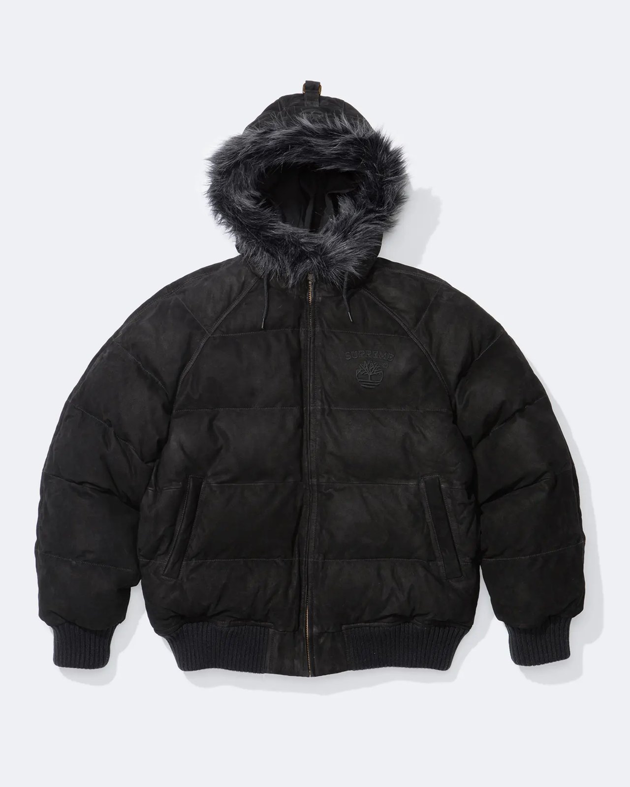 Supreme × Timberland 2026FW Suede Puffer Jacket（ブラック）