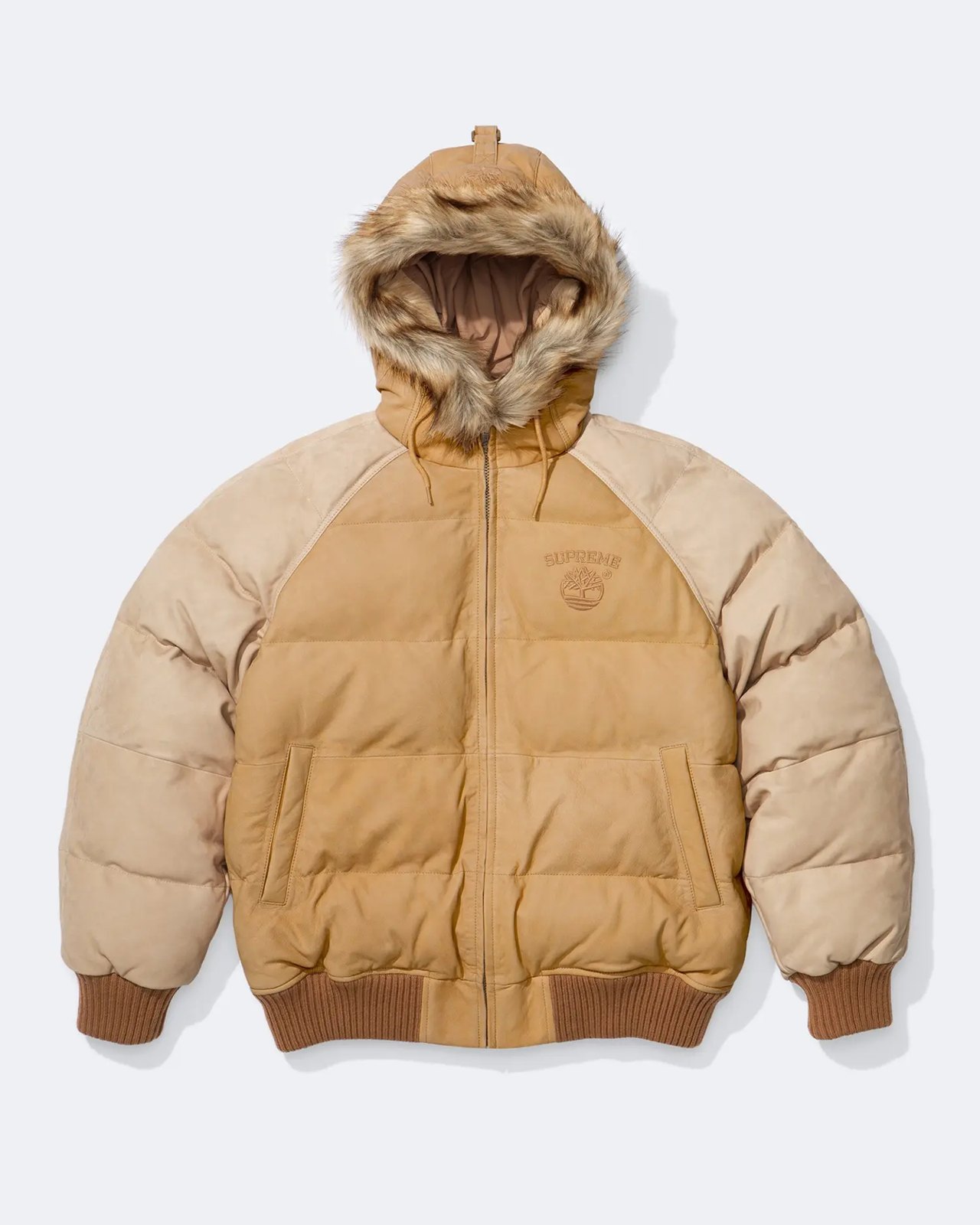 Supreme × Timberland 2026FW Suede Puffer Jacket