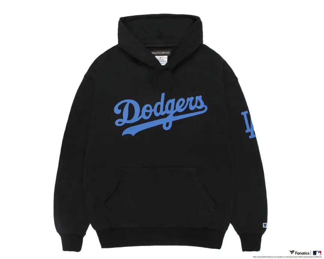 WACKO MARIA × MLB フード付きスウェットシャツ（ドジャース／ブラック）