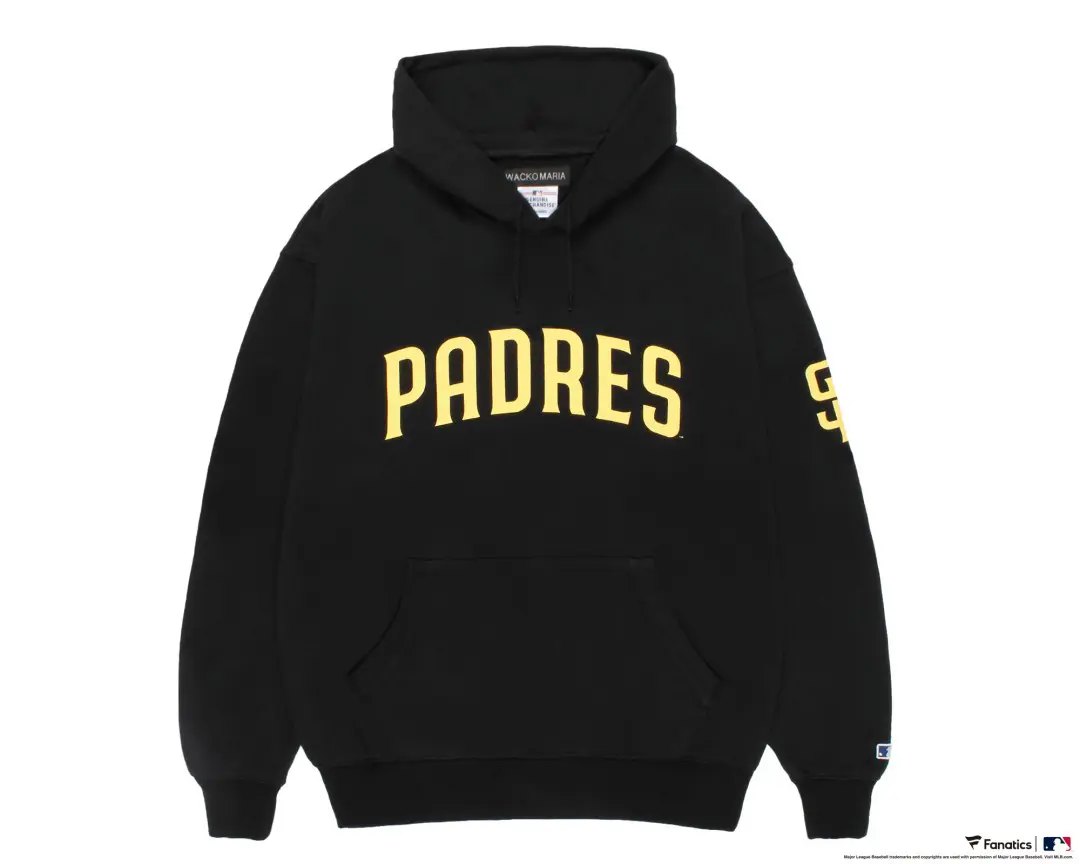 WACKO MARIA × MLB フード付きスウェットシャツ（パドレス／ブラック）